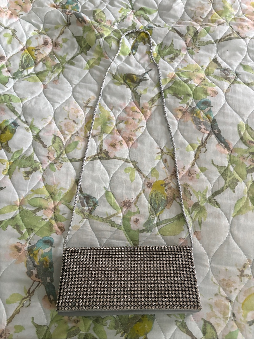 Vintage Rhinestone Evening Shoulder Bag Silver Clutch Homecoming Glam Y2K Purse